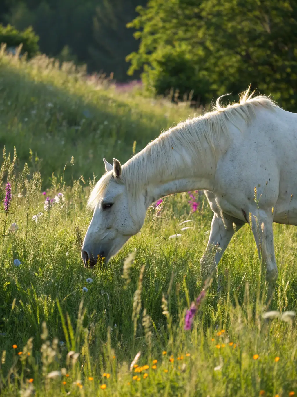 A serene image of horses grazing in a green pasture, representing FRANCE GALOP's support for horse breeding and the equestrian industry.